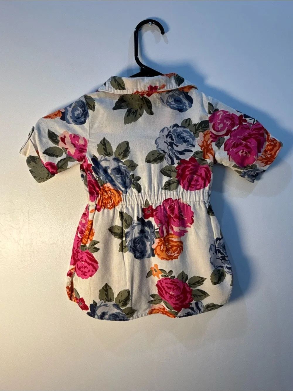 Old Navy Dress 18-24M Girls Floral Shirt Dress Beige Pink Blue Cottagecore